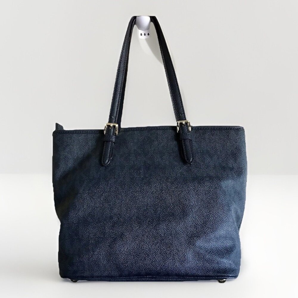 Michael Kors Jet set signature‎ large snap pocket tote Authentic Blue monogram